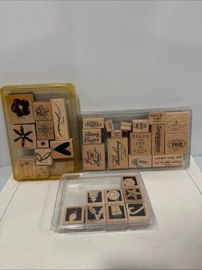 STAMPIN’UP set of 3 boxes x 44 of wood rubber stamps as pictured